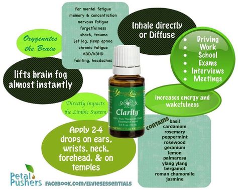 Clarity - Young Living Essential Oil blend Lifts brain fog almost immediately Clarity Young Living, Young Living, Essential Oil, Benefits