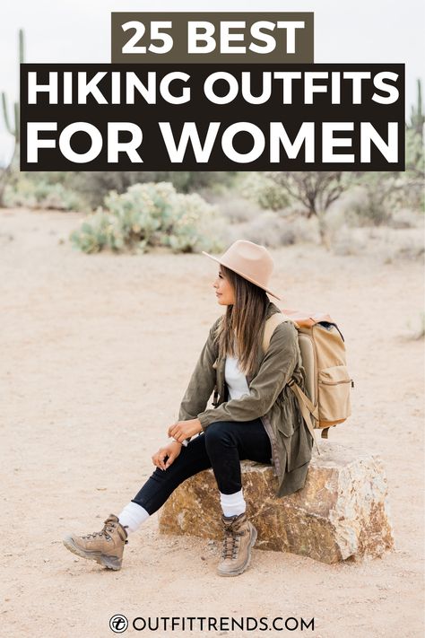 25 Best Hiking Outfits for Women to Wear in Winter #hikingfit #wintertrends #outfitideas Outfit Ideas For Trekking, Hiking Outfits Winter Women, Cute Winter Hiking Outfits For Women, Fall Hiking Outfits For Women 2023, Hiking Outfit 2024, Hiking In 50 Degree Weather Outfit, Nature Walk Outfit Fall, Sedona Hiking Outfit Winter, Hiking Boots Outfit Aesthetic