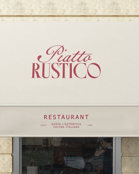 Introducing the branding design for Piatto Rustico, an Italian restaurant. 🤍 At Designs by Gabi, we create bespoke, delightful, memorable visual identity designs that truly represent your business values and connect with high-end customers. If you're ready to LEVEL UP inquiry from the link in bio! Let's create a brand identity you'll be proud of! . . . #restaurant #italianfood #italianstyle #italianrestaurant #restaurantlogo #restaurantbranding #briefclub #foodbranding #brandingreels #lu... Bistro Branding Design, Restaurant Design Branding, Italian Retro Design, Italian Restaurant Graphic Design, Branding Design Restaurant, Vintage Restaurant Aesthetic, Restaurant Brand Identity Design, Italian Branding Design, Premium Graphic Design