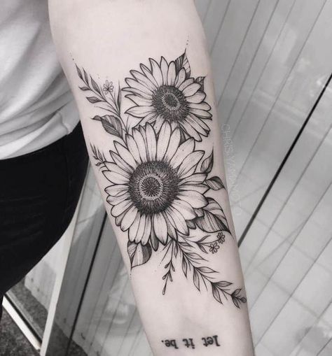 Sunflower Ideas, Sunflower Tattoo Sleeve, Sunflower Tattoo Shoulder, Tattoo White, Muster Tattoos, Disney Tattoo, Sunflower Tattoos, Butterfly Tattoos, Instagram Tattoo