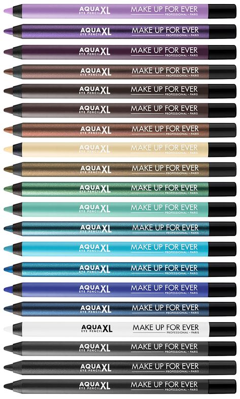 Make Up For Ever Aqua XL Waterproof Eye Pencils for Summer 2016 Best Eye Pencil, Almond Eye Makeup, Eye Pencils, Lipstick For Fair Skin, Best Eyeliner, Colored Eyeliner, Makeup For Teens, Makeup Swatches, No Eyeliner Makeup