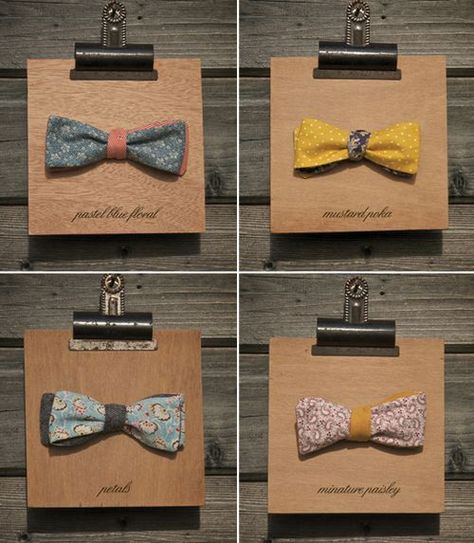 sweet place card idea.  my son loves dr. who, the british science fiction show.  these would be perfect for him Bow Tie Display Ideas, Bow Tie Display, Professor Look, Hair Bow Display, Bow Display, Craft Market Display, Diy Pet Toys, Homemade Bows, Window Display Design