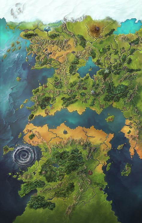 ArtStation - Pathfinder Second Edition: Inner Sea World Map, Damien Mammoliti World Map Painting, Pathfinder Maps, Fantasy Map Making, Rpg World, Dnd World Map, Imaginary Maps, Fantasy World Map, The World Map, Tabletop Rpg Maps