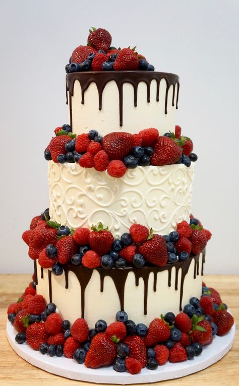 #weddingcake #3tier #3tierweddingcake #buttercream #buttercreamweddingcake #ganache #ganachedrip #ganacheweddingcake #ganachedripweddingcake #scrolling #scrollingweddingcake #freshfruitweddingcake #chocolatestrawberryweddingcake #freshfruit #freshfruitcake #fruitweddingcake #decadentweddingcake #deliciousweddingcake #weddingdesserts #weddingdesserttable #allbuttercream #allbuttercreamweddingcake #wedding #weddingcakeideas #weddingplanning #weddingideas #weddingplanningideas #chocolatedrip Wedding Cake Strawberries, Chocolate Strawberry Wedding Cake, Chocolate Raspberry Wedding Cake, Wedding Cakes With Fruit, Wedding Cake With Fruit, Strawberry Wedding Cake, Berry Wedding Cake, Wedding Cake Designs Elegant, Strawberry Wedding Cakes