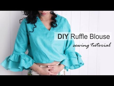 (55) Easy V-Neck Linen Blouse Sewing Tutorial for beginners + sewing pattern - PINS N PATTERNS - YouTube Diy Linen Top, Sewing Beginners, Diy Ruffle, Beginners Sewing, Blouse Sewing, Diy Sewing Tutorials, Beginner Sewing Patterns, Easy To Sew, Diy Tutorials