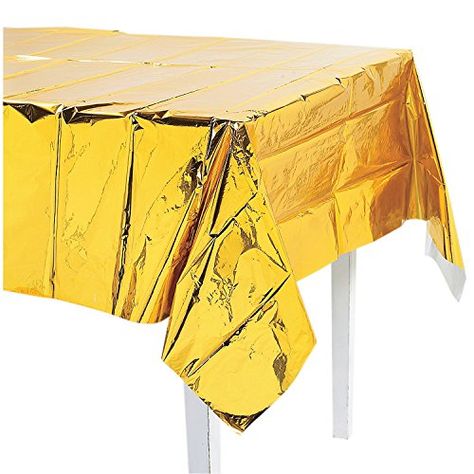 Metallic Gold Table Cover - Christmas Party Supplies & De... Gold Tablecloth, Table Skirts, Turquoise Table, Plastic Table Cover, Wedding Party Table, Plastic Table Covers, Plastic Table, Patio Furniture Covers, Plastic Tablecloth