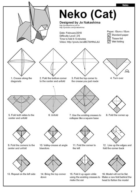 Paper Cat Craft Tutorial, Paper Cat Tutorial, Origami Cat Step By Step, Origami Cat Tutorial Step By Step, How To Fold Origami, Origami Cat Easy, Cute Origami Gifts, Origami Cat Tutorial, Cute Origami Ideas