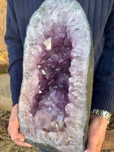 Unbelievably beautiful, Massive 39 LB, quality polished amethyst cathedral from Brazil.  Amethyst is a stone for deep spiritual transformation. It helps calm and relax the mind, while also assisting you to stay disciplined and focused on your goals and projects. Amethyst creates an energetic field of high-frequency violet light, keeping your environment protected and clean while also enhancing creativity and focus. Amethyst embodies dichroism, the refection of both blue and red light, which provides balance between polarities. It has been used to help release addictive behavior. It is one of the best crystals to help find balance in meditation, between home and work, or between two or more people. Clusters are especially helpful to use in communal areas and on your alter, or in meditation. Amethyst Cathedral, Spiritual Transformation, Cathedral Church, Focus On Your Goals, Finding Balance, Crystal Gifts, Third Eye, Light Red, Crystal Healing