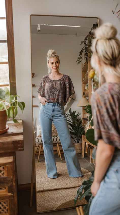 40+ Trendy Boho Work Outfits That Your Boss Will Approve Bohieman Outfit Women, Bohemian Work Outfit, Bohemian Outfits Aesthetic, Boho Clothing Style, Boho Work Outfit, Hippie Boho Outfits, 2025 Vibes, Modern Hippie Style, Bohemian Outfits