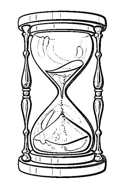 Skull With Hourglass Tattoo, Hourglass Tattoo Outline, Vintage Hourglass Illustration, Sand Hourglass Drawing, Hour Glass Tattoo Design Outline, Time Glass Drawing, Time Sand Clock Tattoo, Hourglass Sketch Drawings, Hour Glass Drawing Easy