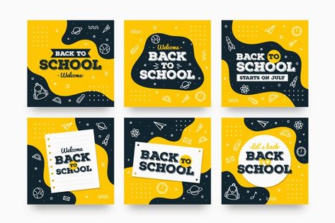 Flat design back to school instagram pos... | Free Vector #Freepik #freevector Colorful Office Supplies, School Instagram, Book Cartoon, Education Poster Design, Back To School Special, School Template, Photoshop Tutorial Photo Editing, Kids Library, Flat Design Illustration