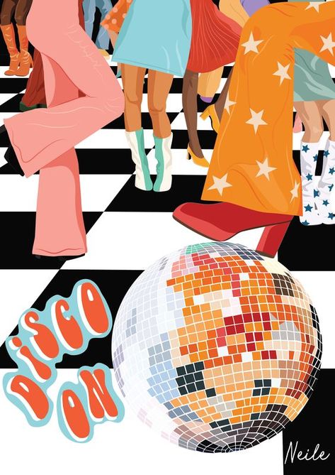 Boogie Wonderland Aesthetic, 70s Retro Poster, 80s Painting Ideas On Canvas, 70s Aesthetic Disco, Boogie Aesthetic, Disco Poster Design, Disco Aesthetic 70s, Retro Disco Aesthetic, 70s Disco Aesthetic