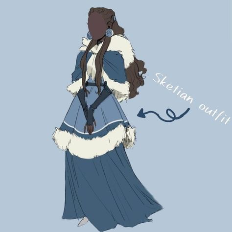 Water Tribe Clothes Design, Water Tribe Dress, Water Tribe Character Design, Northern Water Tribe Oc, Southern Water Tribe Clothes, Water Bender Outfit Female Oc, Water Tribe Aesthetic Outfit, Avatar Waterbender Oc, Avatar Water Bender Outfit