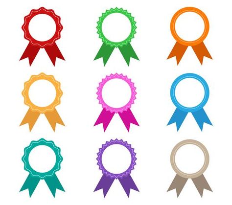 Collection of colorful award ribbons vector set isolated on white background - Vector illustration Abc Patterns, Award Ribbons, Badge Icon, Business Vector Illustration, Smile Images, Colorful Frames, Butterflies Flying, Learning Colors, Painting Wallpaper