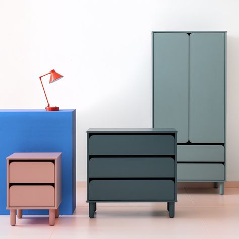 Another fresh idea from Derby-based designer D&apos;arby Mawson, exclusive to Habitat. Bringing a sense of joy and personality to any child&apos;s bedroom, this 3 piece Alba furniture set has a soft rounded aesthetic in a calming neutral colour palette. Comprising a wardrobe, chest of drawers and bedside cabinet, each with a neat airy footprint, it&apos;s fun yet functional. Coordinate with other pieces from the Alba collection to complete the look. Part of the specially commissioned collection Modern Kids Bedroom Storage, Drawer Cabinet Bedroom, Habitat Furniture, Kids Bedroom Furniture Sets, Wardrobe Bed, Corner Sofa Chaise, Wardrobe Sets, 2 Door Wardrobe, Home Bar Furniture