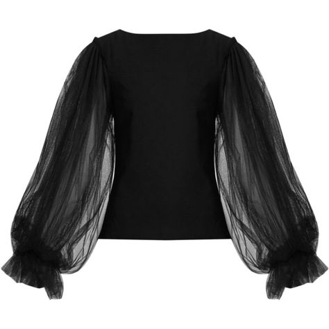 Osman Ella tulle balloon-sleeved crepe top (15 165 UAH) ❤ liked on Polyvore featuring tops, black and osman Black Balloon Sleeve Top For Party, Luxury Tops With Sheer Balloon Sleeves, Black Balloon Sleeve Winter Top, Black Top With Sheer Puff Sleeves, Black Poofy Sleeve Shirt, Eye Texture, Double Layer Top, Tulle Top, Balloon Sleeve Top