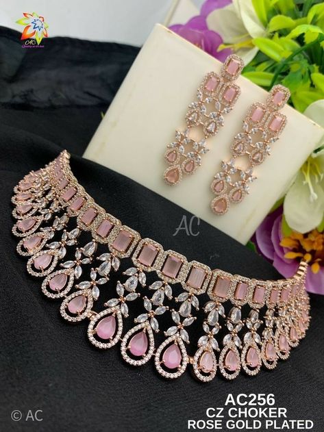 Jwellary For Lehenga, Pink Bridal Jewelry Sets, Engagement Jwellery Idea, Jewellery For Pink Lehenga, Lehenga Jewellery Ideas Simple, Pink Lehenga Jewellery Ideas, Jewelry For Lehenga, Engagement Jewellery Indian, Reception Jewellery