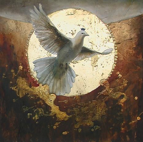 The Dove by Joy Heyneke - pigeons and doves in fine art Spirit Of God, Symbol Of Peace, Catholic Images, Prophetic Art, The Dove, Church Banners, Christian Symbols, Byzantine Art, Pentecost