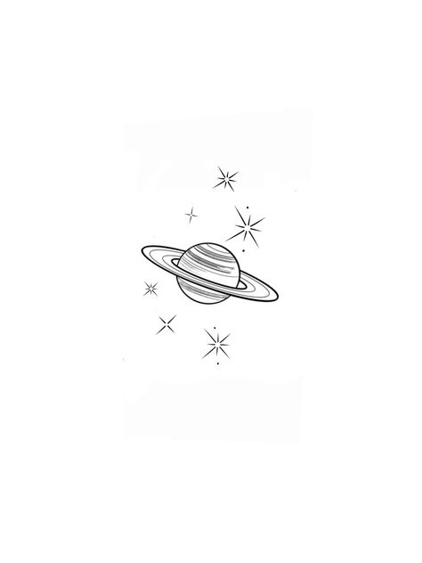 Saturn Small Tattoo, Saturn Flash Tattoo, Simple Tattoos Space, Tattoo Ideas Astronomy, Saturn Tattoo Fine Line, Dainty Desert Tattoo, Saturn Tattoo With Stars, Saturn Floral Tattoo, Stars And Space Tattoo