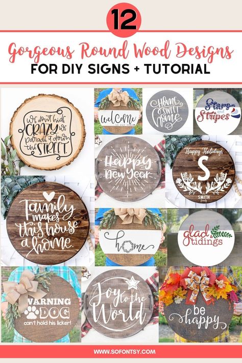 How to Get Crisp Paint Lines on Wood Signs with Silhouette Stencils Round Wood Signs, Family Monogram Sign, Burlap Ribbon Bow, Holiday Wood Sign, Red Paint Colors, Silhouette School Blog, Vinyl Painted, Vinyl Stencil, Door Signs Diy