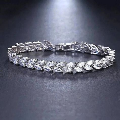 Wedding Necklace Set, Branch Earrings, Cubic Zirconia Bracelet, Leaf Bracelet, Leaf Jewelry, Cz Jewelry, Bridal Bracelet, Mood Tracker, Bracelet Charm