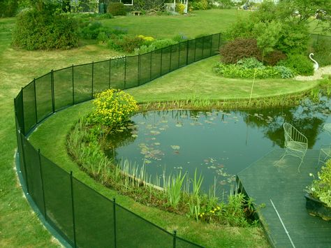 Pond safety fence Pond Fence Ideas, Fence Around Pond, Pond Fence, Removable Pool Fence, Pool Fence Ideas, Pool Safety Fence, Metal Pool, Pasture Fencing, Pool Fences