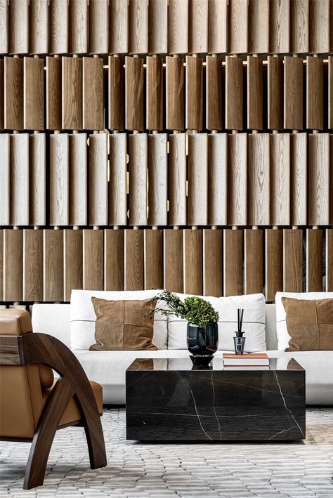 Feature Wall Design, Sales Center, Eero Saarinen, Lobby Design, Room Partition Designs, Partition Design, Screen Design, Wall Cladding, Restaurant Interior