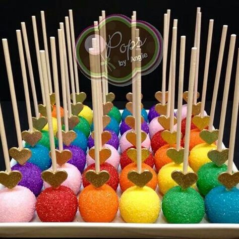 Rainbow cake pops Trolls Cake Pops Ideas, Rainbow Cakepops Ideas, Gothic Rainbow Wedding, Pride Cake Pops, Rainbow Cake Pops Ideas, Colorful Cake Pops, Trolls Cake Pops, Rainbow Chocolate Covered Oreos, Rainbow Cakepops