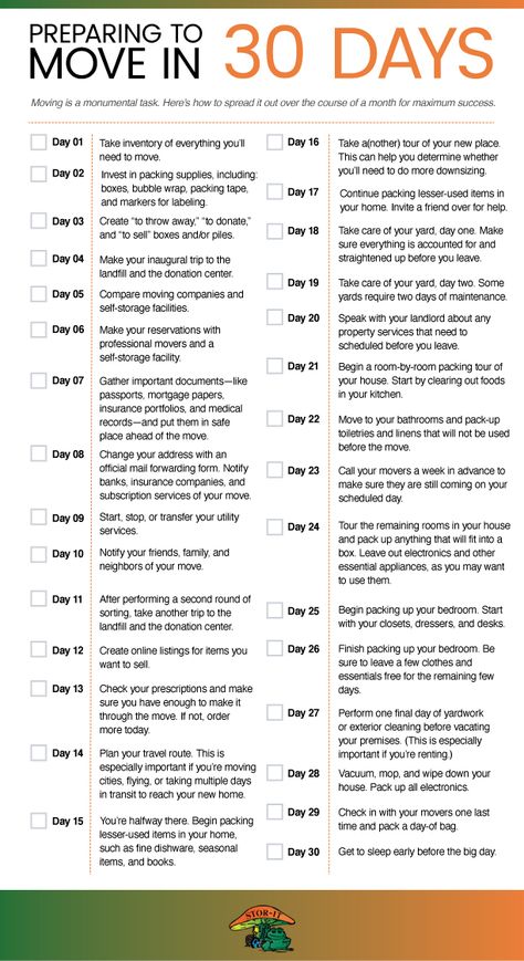 Prep For Moving, Moving Packing List In Order, Moving Checklist 6 Months, 30 Day Packing List Moving, Moving In 30 Days, Apartment Move Out Checklist, How To Pack To Move In 30 Days, Packing Checklist For Moving, Packing Home To Move