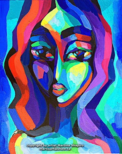 Fauvist Art, Painting Faces, Girl Face Drawing, Purple Painting, Abstract Portrait Painting, Painting Of A Woman, Abstract Art Inspiration, Painting Workshop, Abstract Faces