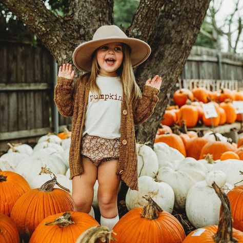 Who is ready to break out the Halloween decor and bake some pumpkin pie? Our Pumpkin design is ready to ship and the perfect addition for… Pumpkin Patch Outfit Kids, Boho Toddler Girl, Fall Baby Photos, Toddler Fall Outfits Girl, Boho Toddler, Girls Fall Fashion, Patch Outfit, Toddler Girl Fall, Fall Baby Clothes