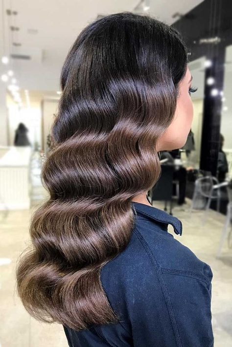 Long Luscious Retro Waves #fingerwaves #hairstyles #longhair ❤️ Looking for the best shampoo for oily hair? Let us save your time! The top-rated natural beauty products with essential oils are here to help you to get the awesome effect for your hair health!   ❤️ See more: https://lovehairstyles.com/finger-waves-styles/  #lovehairstyles #hair #hairstyles #haircuts Shades Of Brunette, Hair Color 2017, Finger Wave Hair, Black Hair Color, Hair 2018, Hair Color For Women, Long Wavy Hair, Cool Hair Color, Hair Color For Black Hair