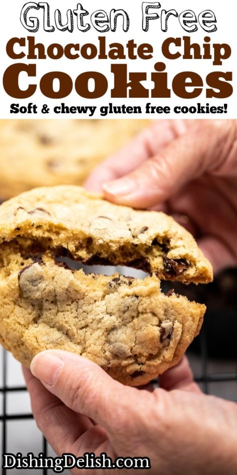 Chewy Gluten Free Chocolate Chip Cookies are soft and chewy, made with gooey chocolate chips and cup-for-cup gluten free all purpose flour, ready in less than 50 minutes! Gluten Free Cookies Chocolate Chip, Gluten Free All Purpose Flour, Gluten Free Cookie Recipes, Gluten Free Chocolate Chip Cookies, Soft Chocolate Chip Cookies, Gluten Free Chocolate Chip, All Purpose Flour, Chicken Sausage, Gluten Free Chocolate