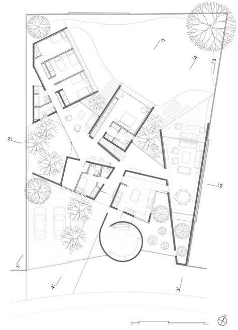 Ground Plan, Modern Courtyard, Deconstructivism, Modern Floor Plans, Plans Architecture, Architectural Floor Plans, Floor Plan Layout, Unique House Design, Layout Architecture