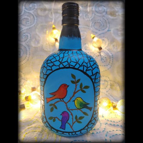 Organic Crafts, Bottle Paintings, Glass Bottle Painting, Bottle Art Projects, Puppy Crafts, Applique Wall Hanging, Plastic Bottle Art, Bottle Craft, Diy Glass Bottle Crafts