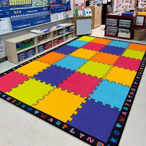 PRICES MAY VARY. 【Fire Rating】:All rugs meet Class One Fire rating 【Large Classroom Rug】:155"L x 90"W(24 seats)Suitable for schools, daycares and other educational settings, a great helper for teachers.Classroom rugs can provide a room within a room. A simple, ''Please sit on the carpet'' request by a teacher means that students know exactly where to go 【24 Seats Available】:The size of each seat is 22.5'' x 26'', Classroom carpet creates enough separation areas that for some students, getting so Room Within A Room, Classroom Carpet, Early Childhood Education Classroom, Classroom Rugs, Classroom Carpets, Rugs Colorful, Kids Mat, Teachers Classroom, Classroom Rug