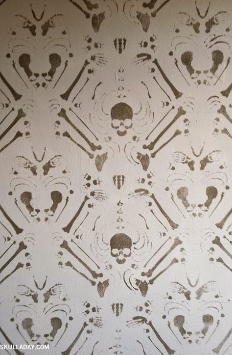 Skull Stencil Templates Free Printable, Wall Stencil Patterns Printable, Gothic Bar, Damask Decor, Skulls And Bones, Skull Stencil, Wall Stencil Patterns, Damask Stencil, Victorian Wallpaper