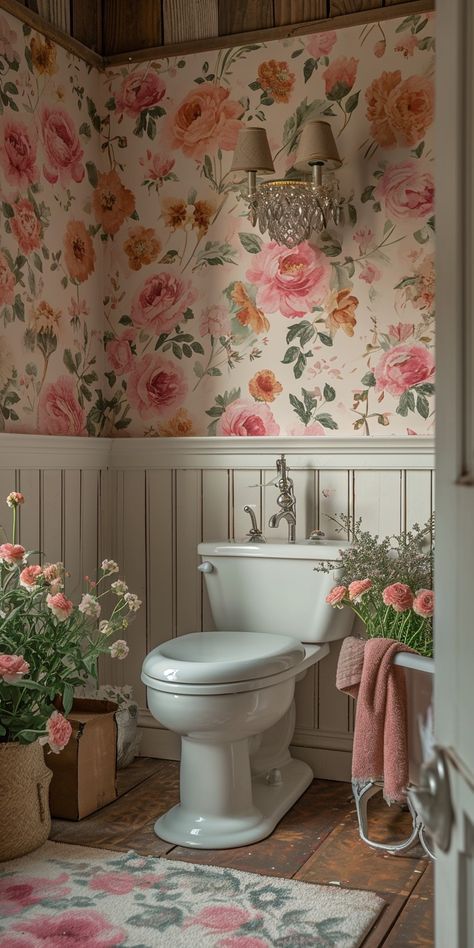 Wc Decoration, Baños Shabby Chic, Pretty Bathrooms, Cottage Bathroom, Casa Vintage, Cottage Ideas, Chic Bathrooms, Bathroom Inspiration Decor, Pink Bathroom