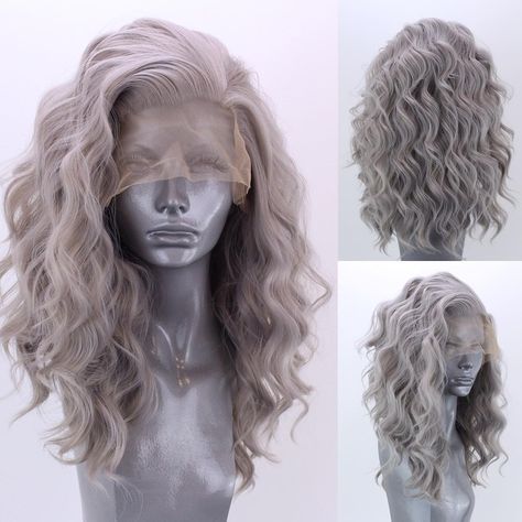 🖤💥 The Amber in "Steel Grey" is now back in stock!💥🖤 She's a gorgeous cool toned Grey shade styled into loose Beachy curls with a density… Frontals Wigs, Beachy Curls, Webster Wigs, Curls For The Girls, Wig Ideas, Colourful Hair, Affordable Wigs, Awesome Hair, Cos Play