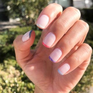 Multi Color French Tip Nails, Multi Color French Tip, Multicolor French Tip Nails, Multicolor French Tip, Color French Tip Nails, Color French Tip, Pastel Tips, Color French Manicure, Colored Nail Tips