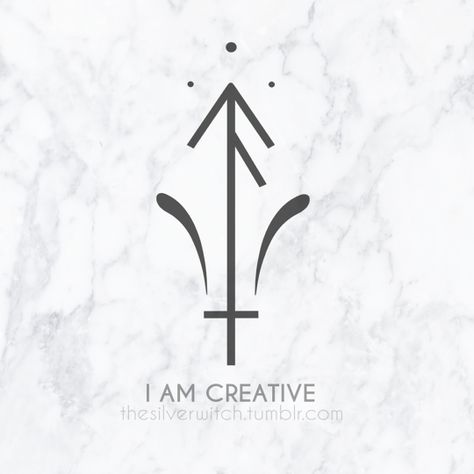 "I am creative.” I first painted this sigil on canvas and hung it up over my desk! I meditate on it when I’m feeling creatively blocked. Now I want to digitally share it with all of you! I think it... I Am Symbol, Symbol Of Creativity, Symbols For Creativity, Sigil For Creativity, Creativity Sigil, Symbol For Creativity, Creativity Symbol, Sigils And Meanings, Creative Symbol