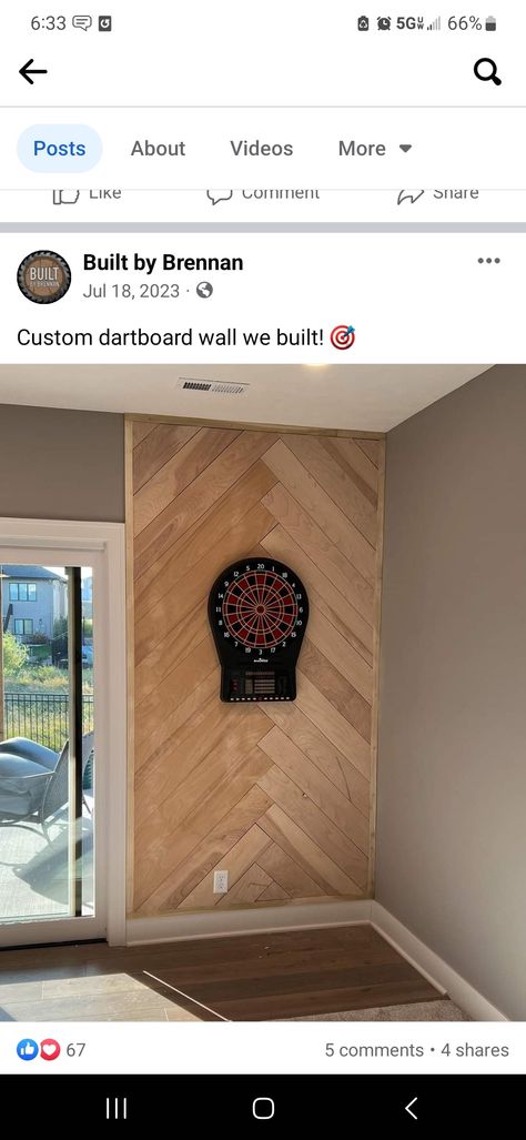 Basement Dart Board Wall, Dart Board Wall Diy, Dart Board Ideas, Dart Board Wall Ideas, Family Game Room Ideas, Dart Backboard, Dart Board Wall, Basement Reno, Game Room Basement