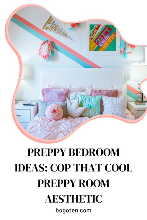 bed with colorful pillows Preppy Room Decor Ideas, Preppy Bedroom Ideas, Preppy Room Aesthetic, Preppy Bedding, Preppy Bedroom Decor, Preppy Bedroom, Bedroom Ideas Aesthetic, Preppy Room Decor, Preppy Room