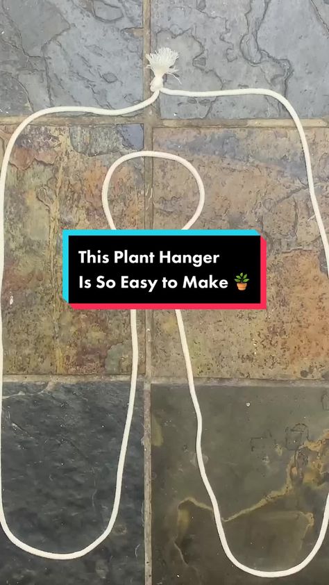 This chic plant hanger is so easy to make and only takes a piece of ro... | diy plant hanger | TikTok Diy Plant Hangers Easy, How To Make Plant Hangers Simple, Diy Indoor Plant Hanger, Simple Rope Pot Hanger, Diy Yarn Plant Hanger, Making A Plant Hanger, Making A Hanging Planter, How To Make Hanging Plants, Easy Jute Plant Hanger