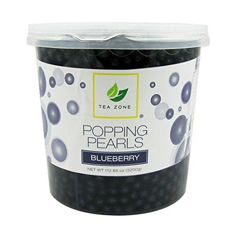 Bursting Boba, Blueberry Frozen Yogurt, Popping Pearls, Frozen Yogurt Blueberries, Popping Boba, Black Dessert, Yogurt Toppings, Tea Supplies, Boba Pearls