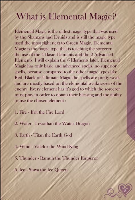 KHSB Page 8 - What Is Elemental Magic - by *WeapondesignerDawe on deviantART Elemental Witch, Air Magic, Witchy Tips, Magic System, Elemental Magic, Elemental Powers, Grimoire Book, Magick Spells, Witch Spell Book