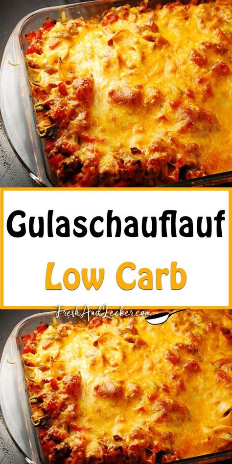 Gulaschauflauf Low Carb - Frischer Lecker Los Carb, Low Sugar Diet Recipes, Healthy Low Fat Recipes, Law Carb, Egg Diet Plan, Low Carb Low Fat Recipes, Low Carb Drinks, Boiled Egg Diet Plan, Diet Recipes Easy