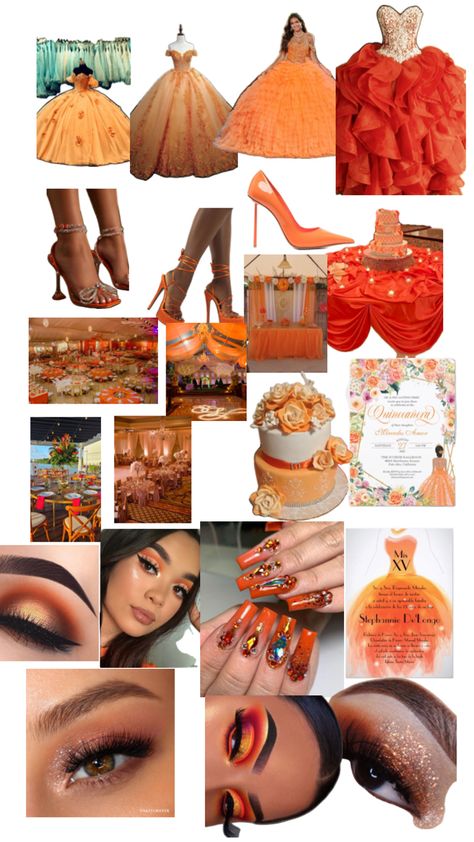 Orange Quince, Orange Quinceanera, Theme Quinceanera, Quince Themes, Orange Theme, Quinceanera Planning, Quince Decorations, Quinceanera Themes, Quince Ideas