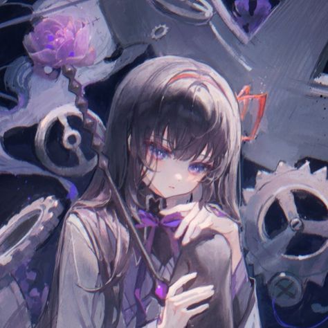 Homaru Akemi, Homura Akemi Fanart, Homura Fanart, Homura Akemi Pfp, Madoka And Homura Matching Icons, Homura Akemi Icon, Homura Pfp, Homura Icon, Madoka Homura