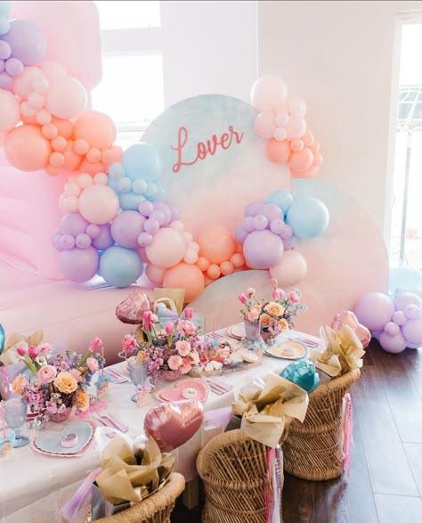 Lover Taylor Swift Theme Party, Pastels Bachelorette Party, Taylor Swift Lover Era Party, Lover Taylor Swift Wedding, Lover Baby Shower Theme, Lover Era Party, Taylor Swift Lover Party Ideas, She Found Her Lover Bridal Shower Theme, Taylor Swift Engagement Party